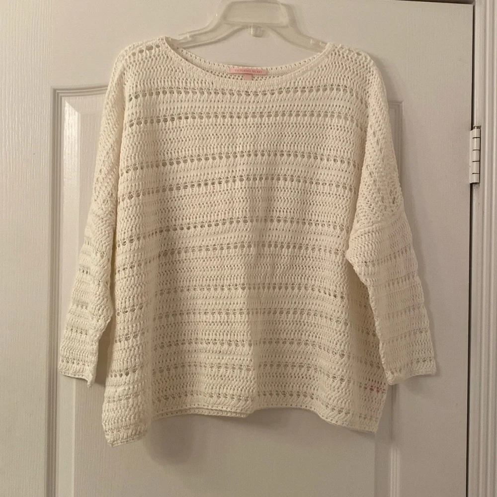 Victoria secret kiss of cashmere crochet sweater size xl - Picture 2 of 6